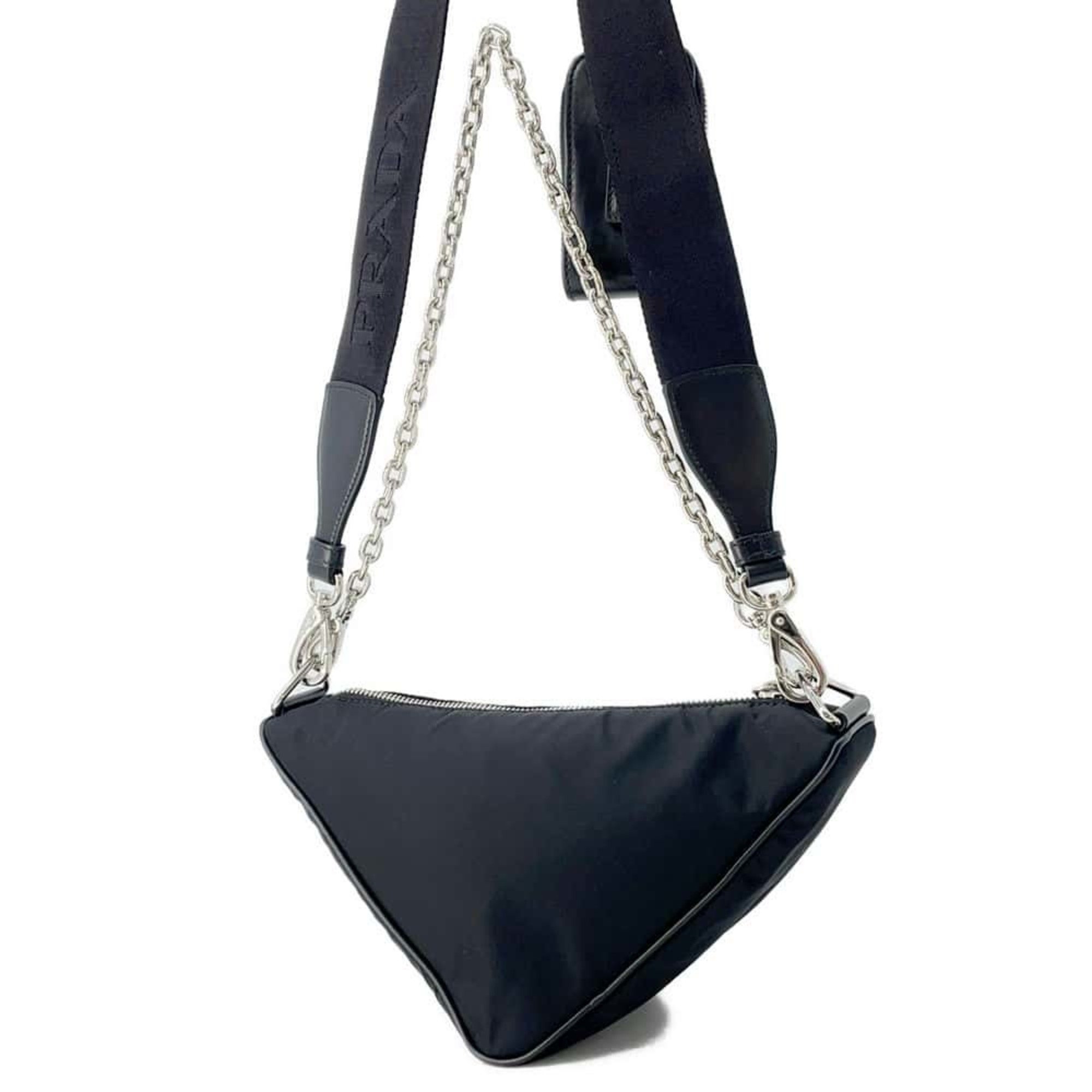 Prada Shoulder Bag Triangle Nylon 1BH190 PRADA Black