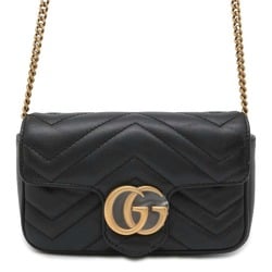 Gucci Chain Shoulder Bag GG Marmont Leather 476433 GUCCI Black