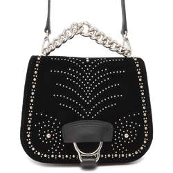 Miu Miu Miu Handbag Studs Chain Handle Velour 5BD033 MIUMIU 2way Shoulder Bag Black