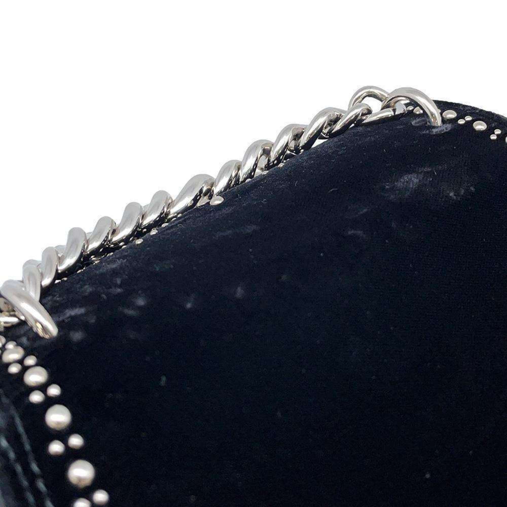 Miu Miu Miu Handbag Studs Chain Handle Velour 5BD033 MIUMIU 2way Shoulder Bag Black