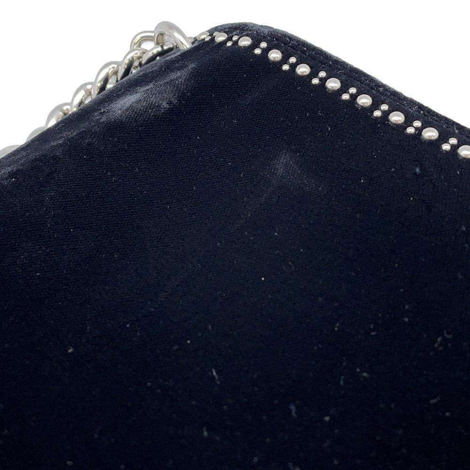 Miu Miu Miu Handbag Studs Chain Handle Velour 5BD033 MIUMIU 2way Shoulder Bag Black