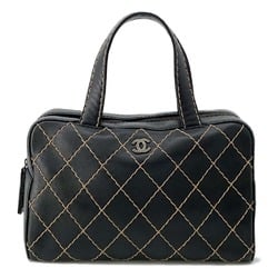 CHANEL Handbag Wild Stitch Coco Mark Leather A14692 Bag Black