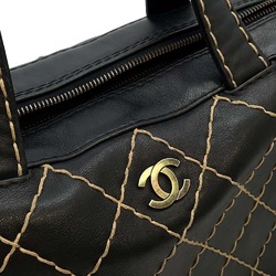 CHANEL Handbag Wild Stitch Coco Mark Leather A14692 Bag Black