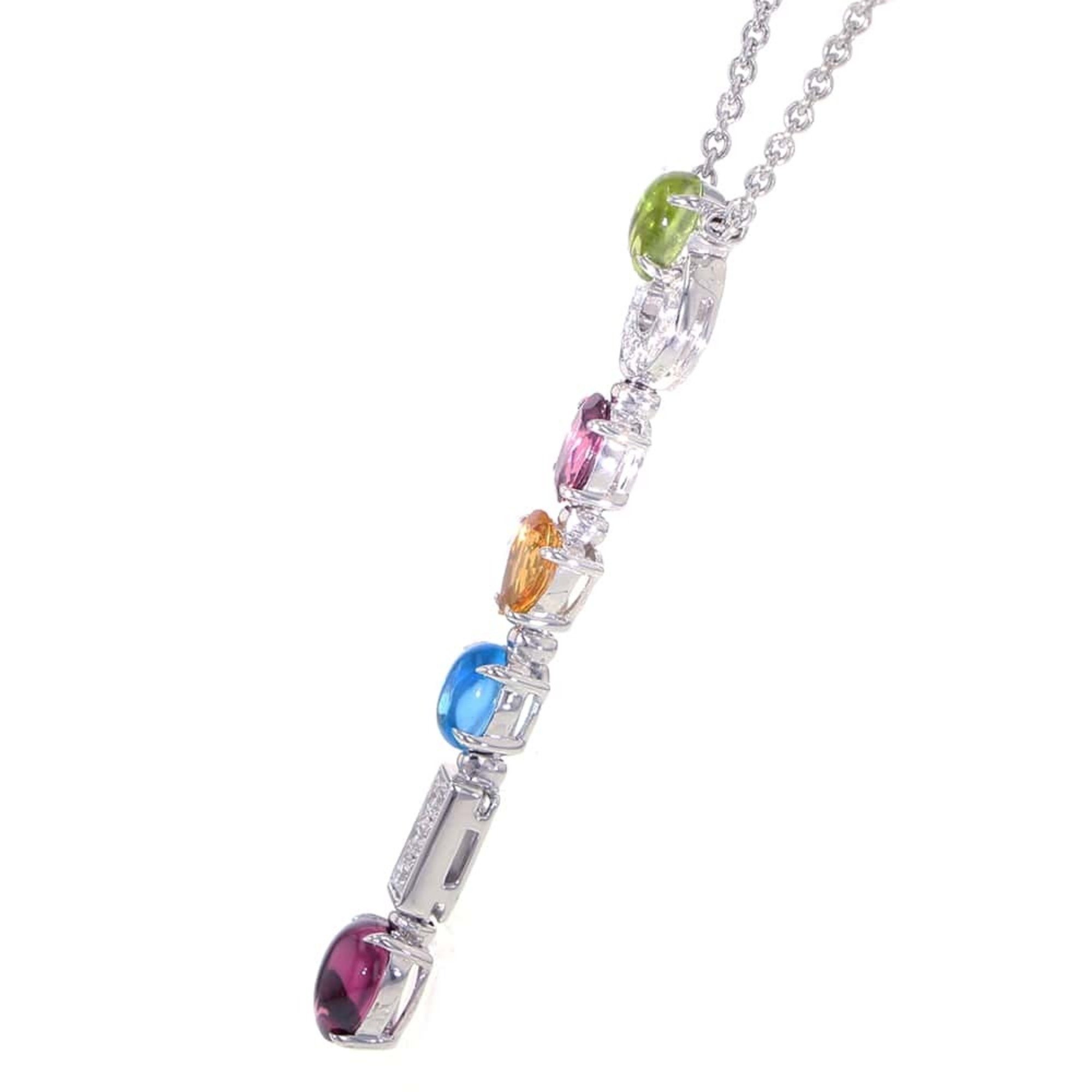 Bvlgari Necklace Allegra Peridot Garnet Citrine Blue Topaz Diamond K18PG Pink Gold Pendant