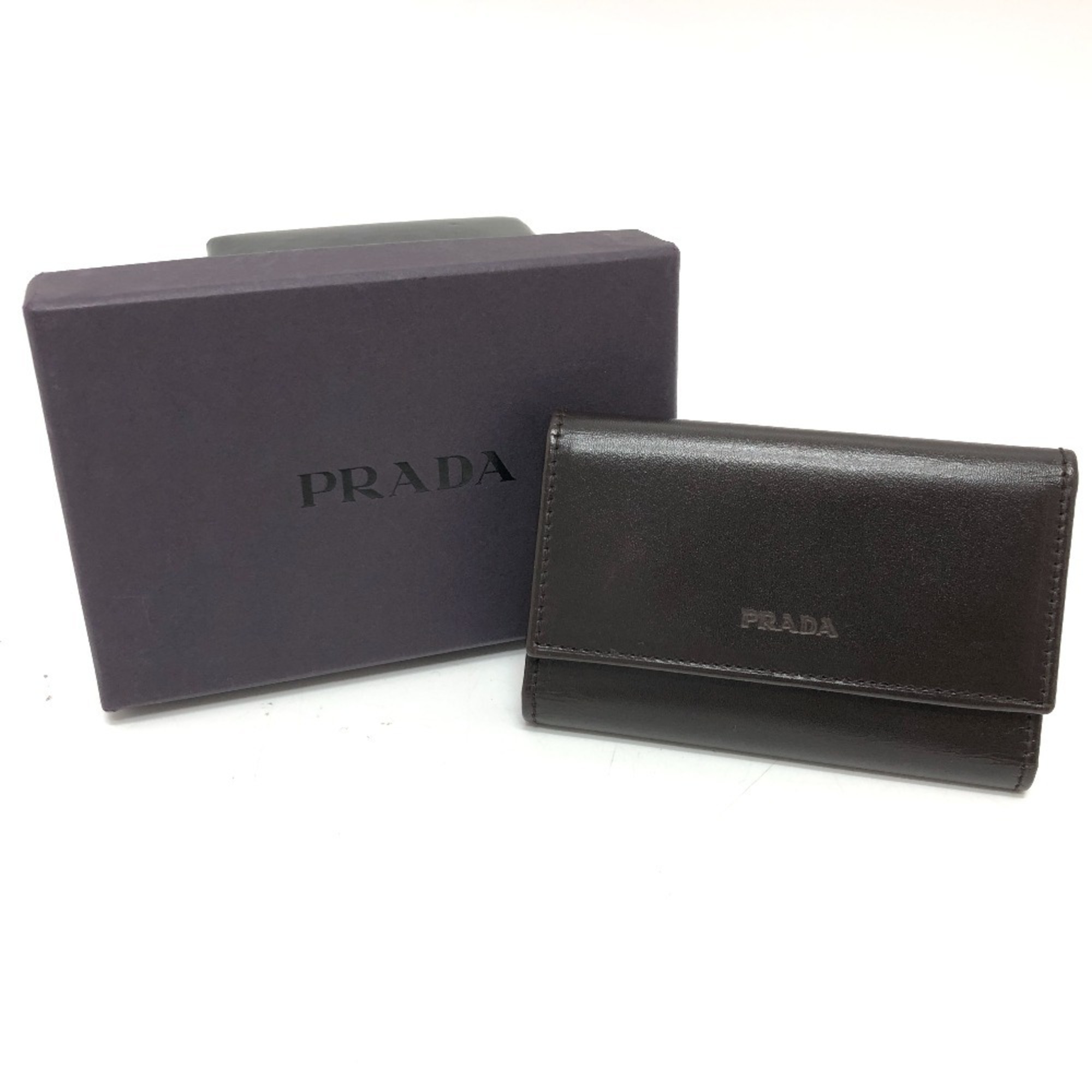 PRADA M25 6-ring key case, leather, men's, black