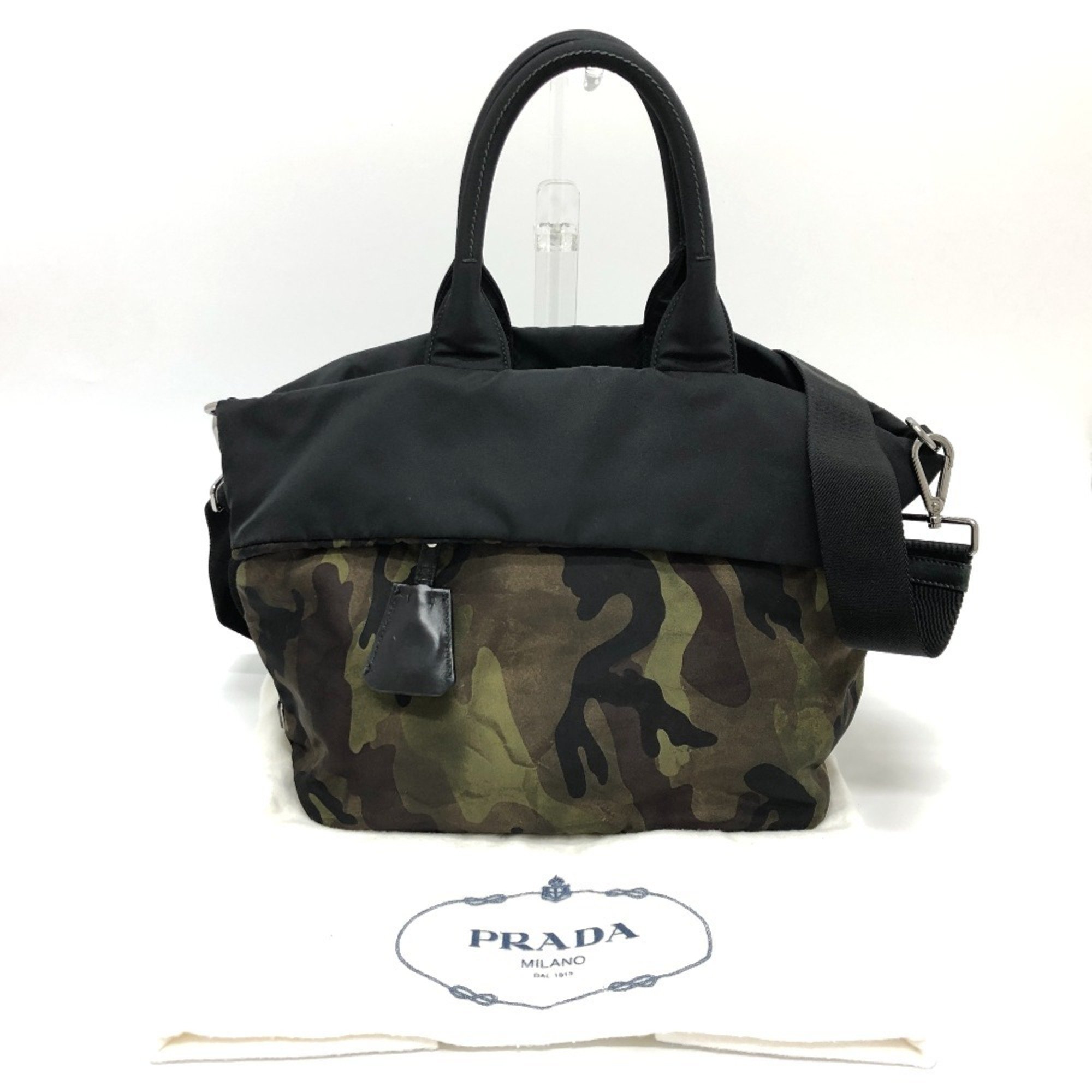 PRADA B1959 Camouflage Handbag Nylon Women's Khaki