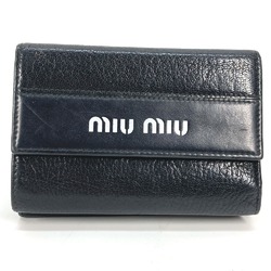 Miu Miu MIU 5ML014 Bicolor Compact Wallet Tri-fold Leather Women's Black