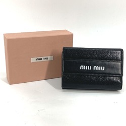 Miu Miu MIU 5ML014 Bicolor Compact Wallet Tri-fold Leather Women's Black