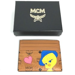 MCM Business Card Holder Pass Case Looney Tunes Collaboration Tweety Visetos Holder/Card Leather Women's Brown