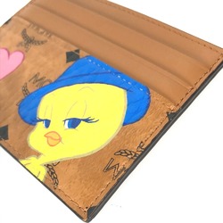 MCM Business Card Holder Pass Case Looney Tunes Collaboration Tweety Visetos Holder/Card Leather Women's Brown