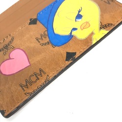 MCM Business Card Holder Pass Case Looney Tunes Collaboration Tweety Visetos Holder/Card Leather Women's Brown