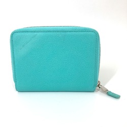 TIFFANY&Co. Tiffany business card holder, pass case, billfold, bi-fold, pouch, multi-case, leather, women's, blue, blue