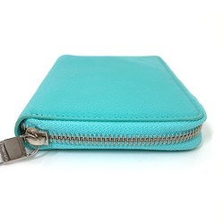 TIFFANY&Co. Tiffany business card holder, pass case, billfold, bi-fold, pouch, multi-case, leather, women's, blue, blue