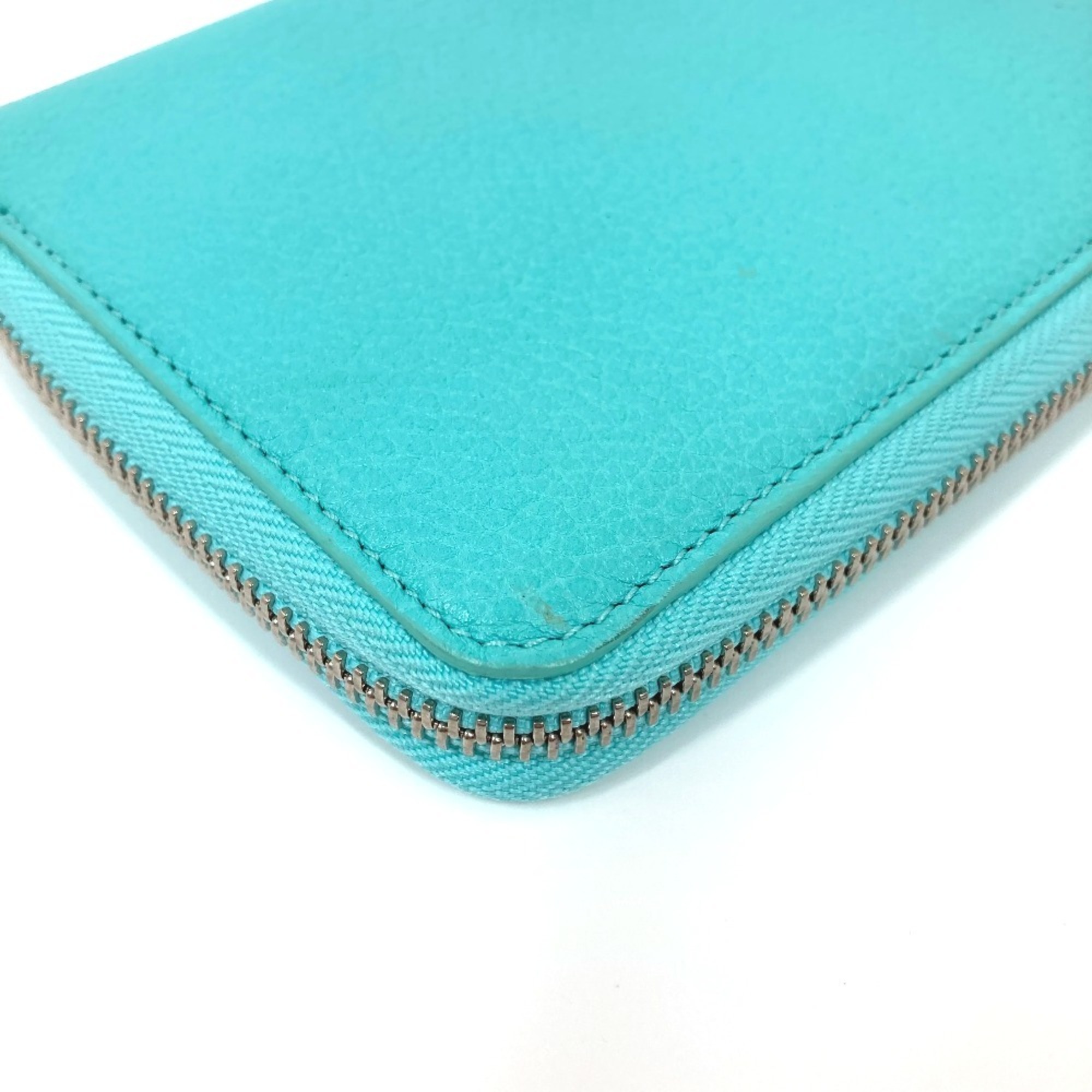 TIFFANY&Co. Tiffany business card holder, pass case, billfold, bi-fold, pouch, multi-case, leather, women's, blue, blue