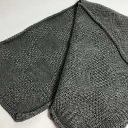 LOUIS VUITTON Louis Vuitton Leather Patch Damier Scarf Wool Men's Grey