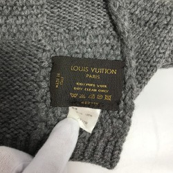 LOUIS VUITTON Louis Vuitton Leather Patch Damier Scarf Wool Men's Grey