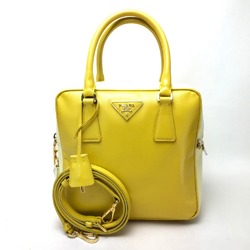 PRADA BL0864 Bicolor Saffiano Bernice Handbag Leather Women's Yellow