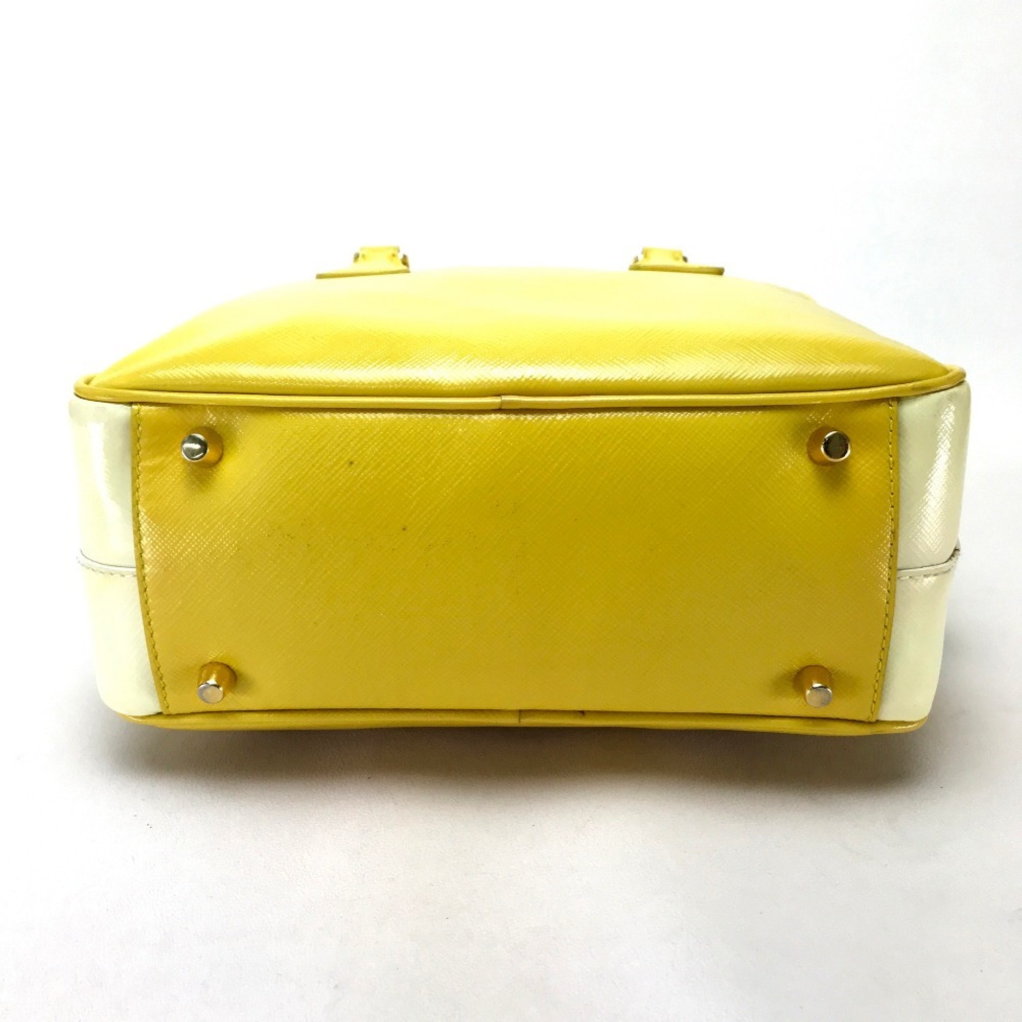 PRADA BL0864 Bicolor Saffiano Bernice Handbag Leather Women's Yellow