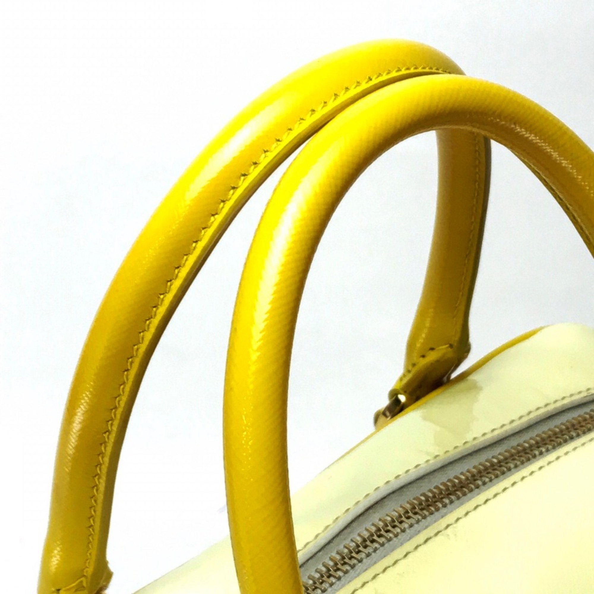 PRADA BL0864 Bicolor Saffiano Bernice Handbag Leather Women's Yellow