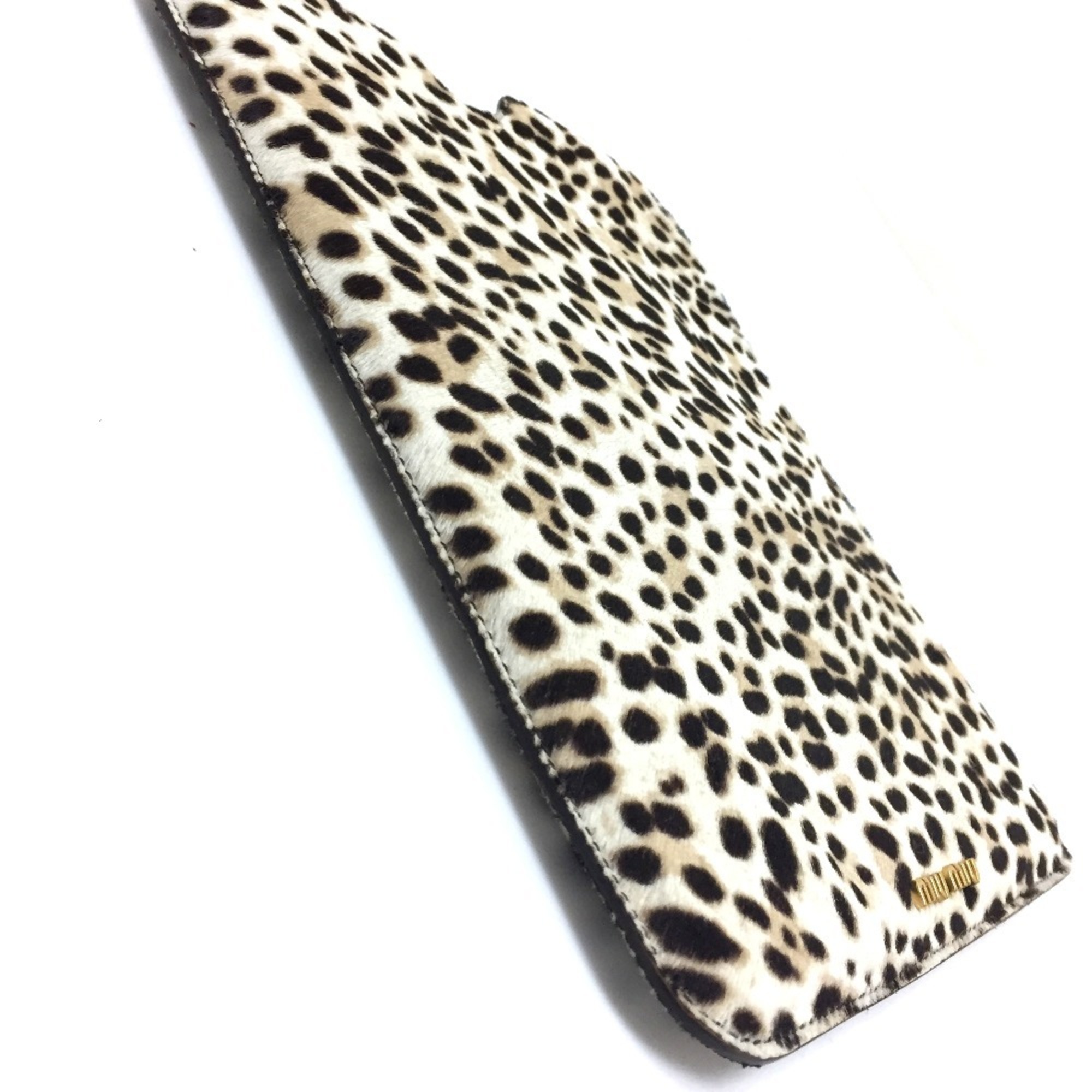 Miu Miu MIU 5ARE43 Tablet Leopard iPad Case Pony BIANCO Beige Men's Women's