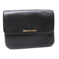 Michael Kors Pochette Shoulder Bag for Men and Women, Leather Bag, Women's, Black