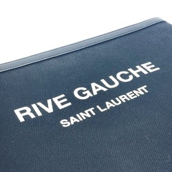 SAINT LAURENT Saint Laurent Paris 581369 RIVE GAUCHE Pouch Bicolor Clutch Bag Canvas Leather Men's Black