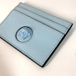 VERSACE Medusa Business Card Holder, Pass Case, Leather, Women's, Light Blue