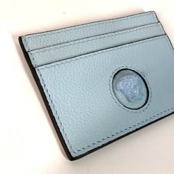 VERSACE Medusa Business Card Holder, Pass Case, Leather, Women's, Light Blue