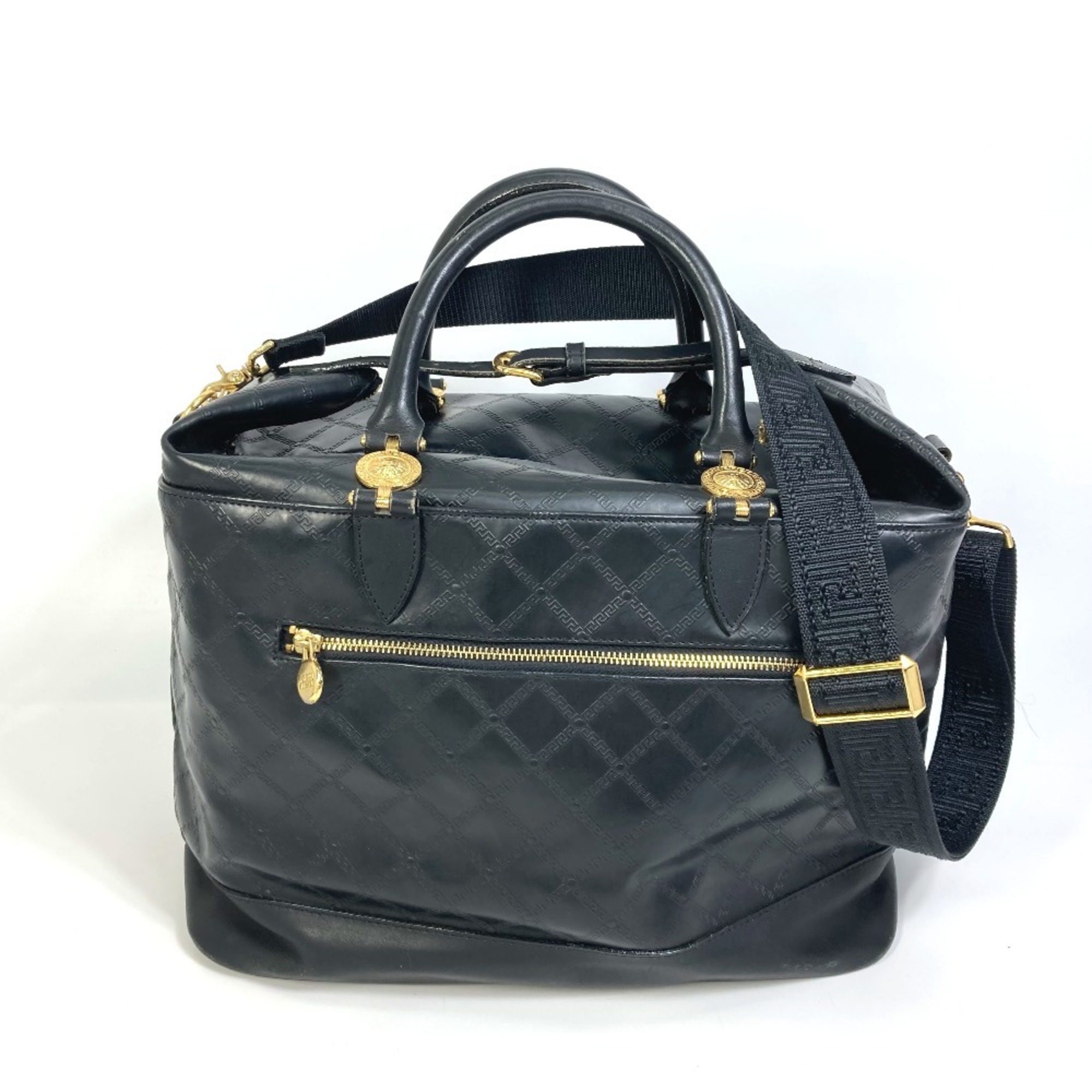 VERSACE Versace Weekend Bag Sunburst Quilted Boston Rubber Men's Women's Black