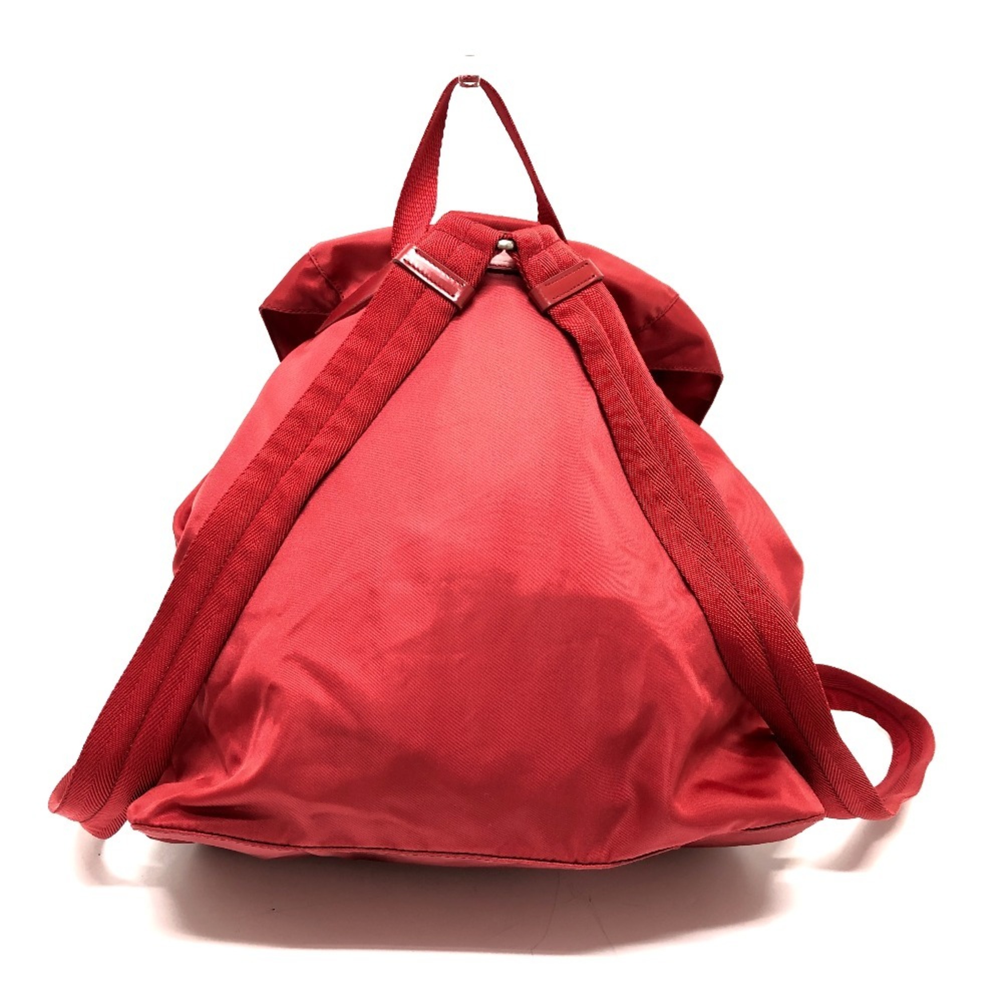 PRADA Prada Plate Double Pocket Backpack Nylon Women's Red