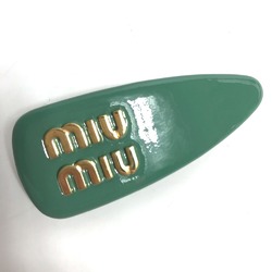 Miu Miu MIU 5IF092 Hair Clip Barrette Hairpin Patent Leather Women's Salvia Green