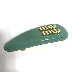 Miu Miu MIU 5IF092 Hair Clip Barrette Hairpin Patent Leather Women's Salvia Green