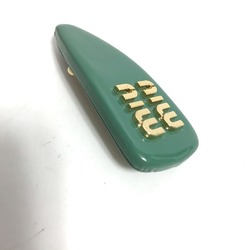 Miu Miu MIU 5IF092 Hair Clip Barrette Hairpin Patent Leather Women's Salvia Green