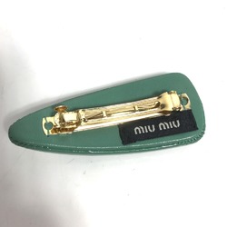 Miu Miu MIU 5IF092 Hair Clip Barrette Hairpin Patent Leather Women's Salvia Green