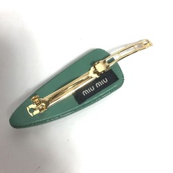 Miu Miu MIU 5IF092 Hair Clip Barrette Hairpin Patent Leather Women's Salvia Green