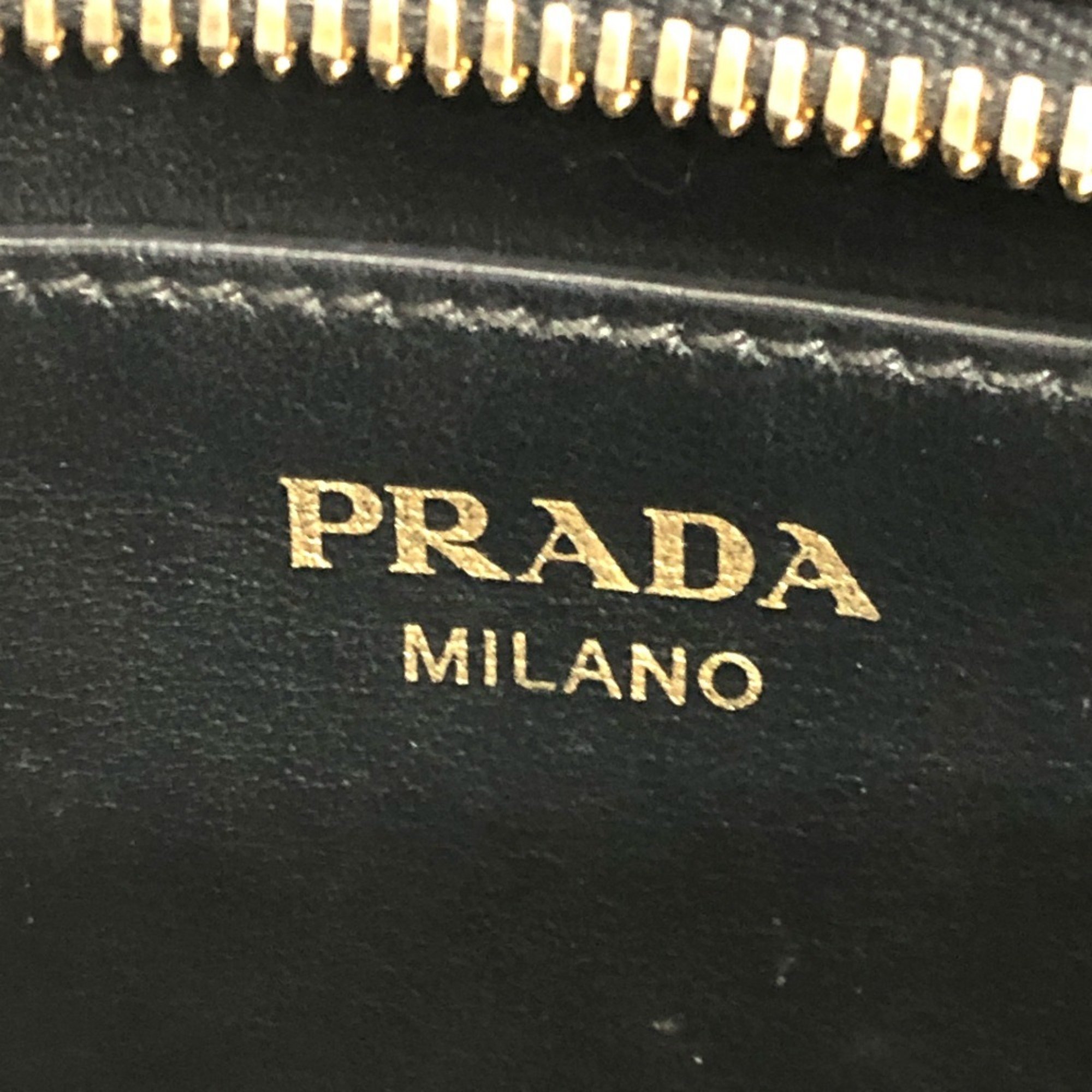 PRADA 1BH104 Bicolor Shoulder Bag Saffiano Leather Women's White Black