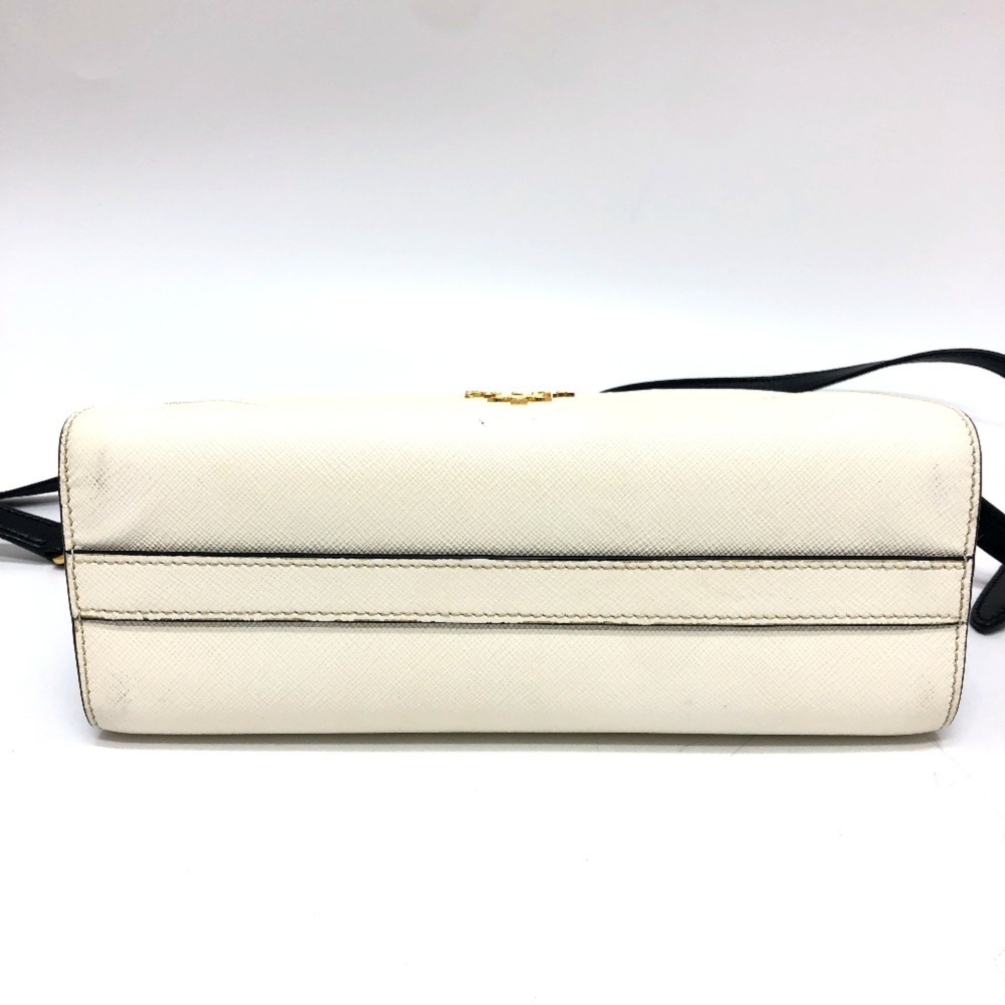 PRADA 1BH104 Bicolor Shoulder Bag Saffiano Leather Women s White Black eLADY Globazone