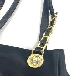 VERSACE Sunburst Chain Tote Bag Shoulder Nylon Women's Black