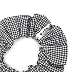 MIU Miu Hair Tie Check Scrunchie Cotton Women's Black