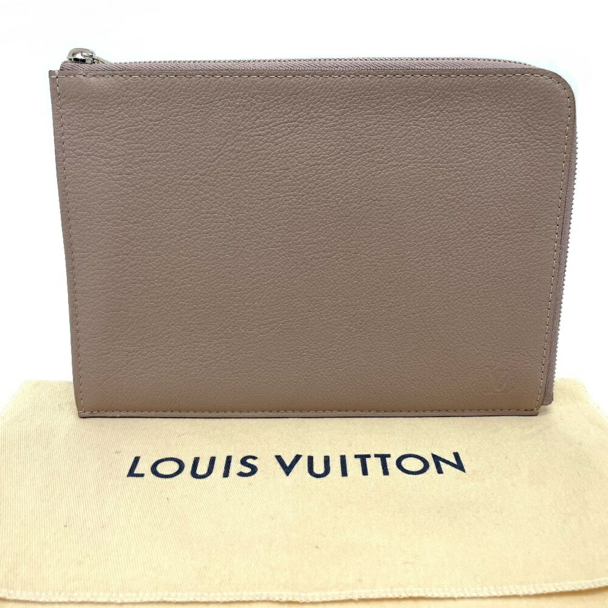 LOUIS VUITTON R99760 L-shaped Pochette Jour PM Pouch Clutch Bag Taurillon Women's Taupe Greige