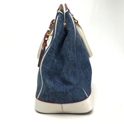 PRADA BN2441 Handbag Cotton Denim Leather Women's Blue