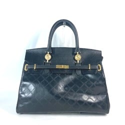 VERSACE Versace Sunburst Handbag Tote Bag Leather Women's Black