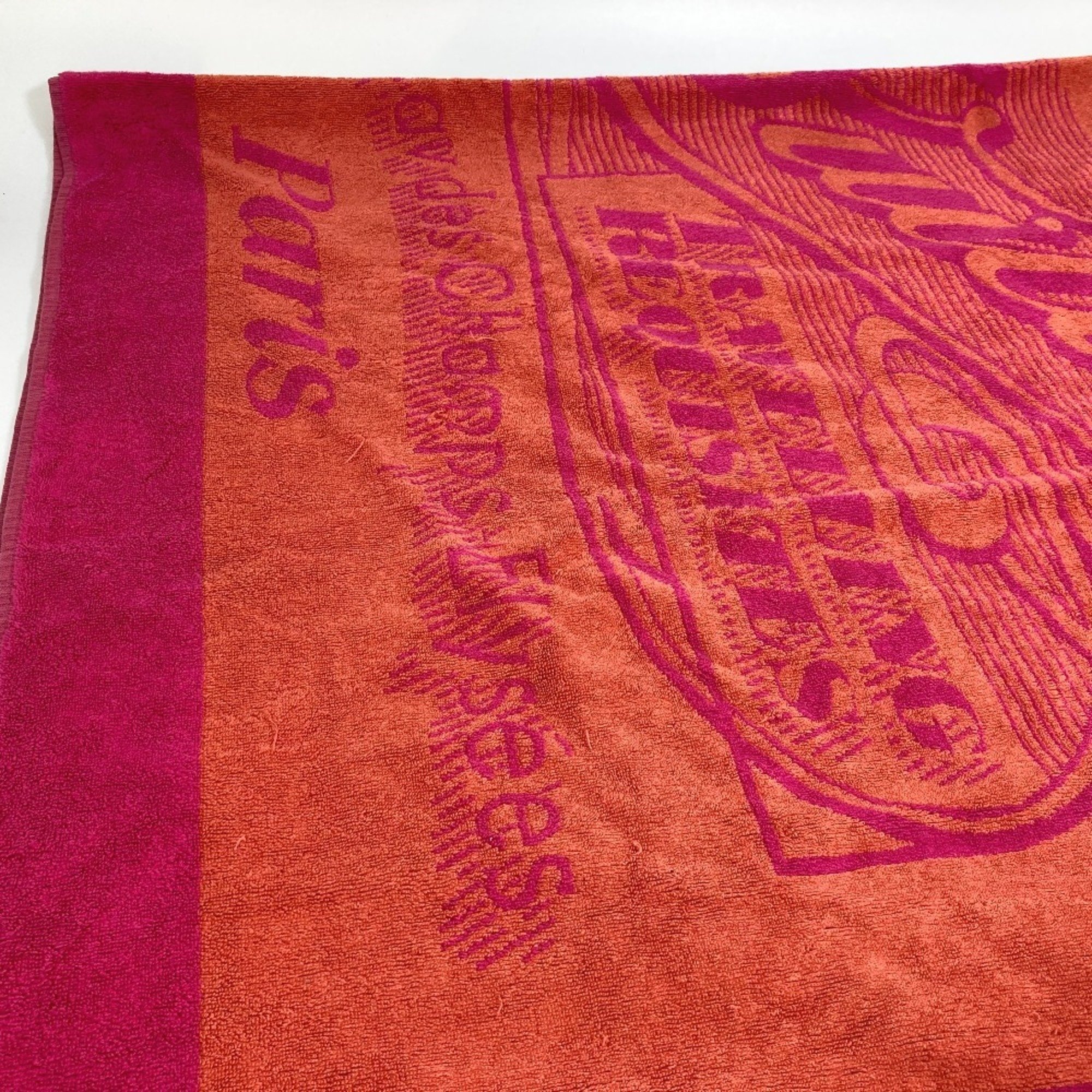 LOUIS VUITTON Louis Vuitton Towel Blanket Beach Cotton Men's Women's Pink x Orange