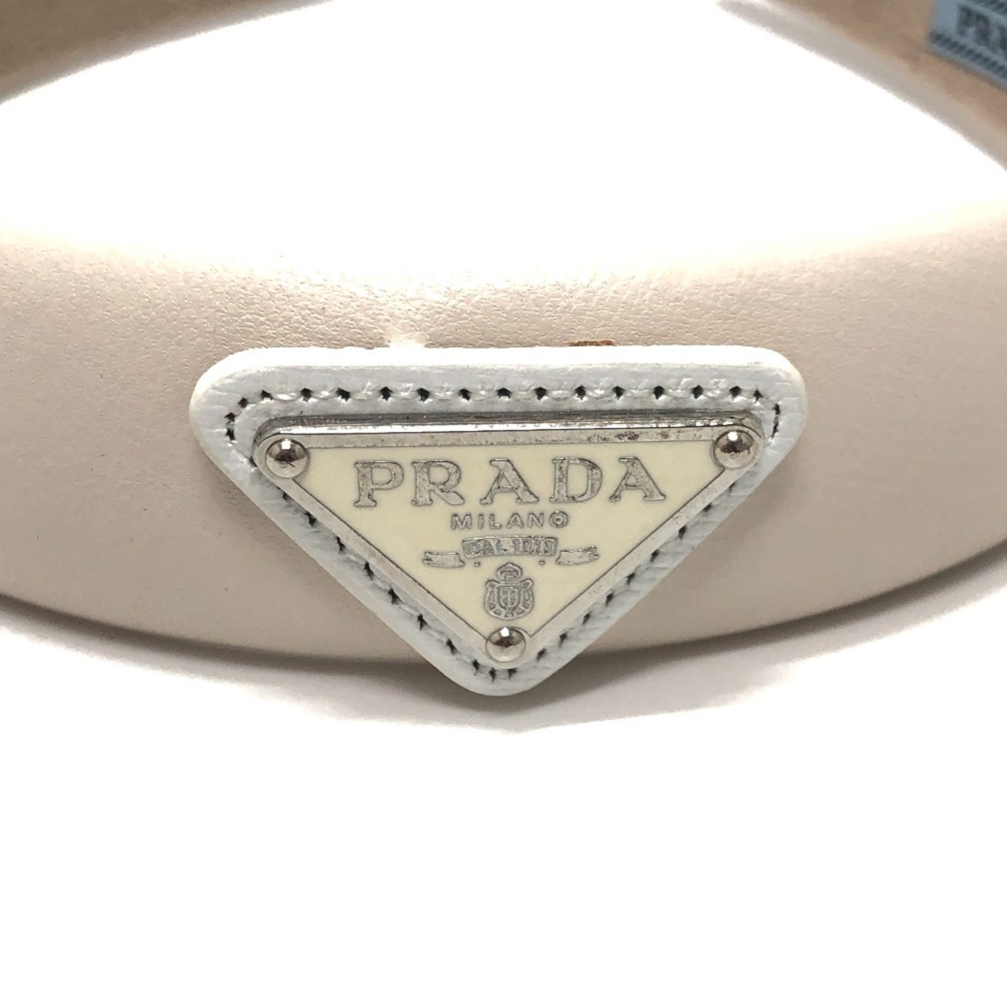 PRADA Prada Triangle Hair Headband Leather Women's White