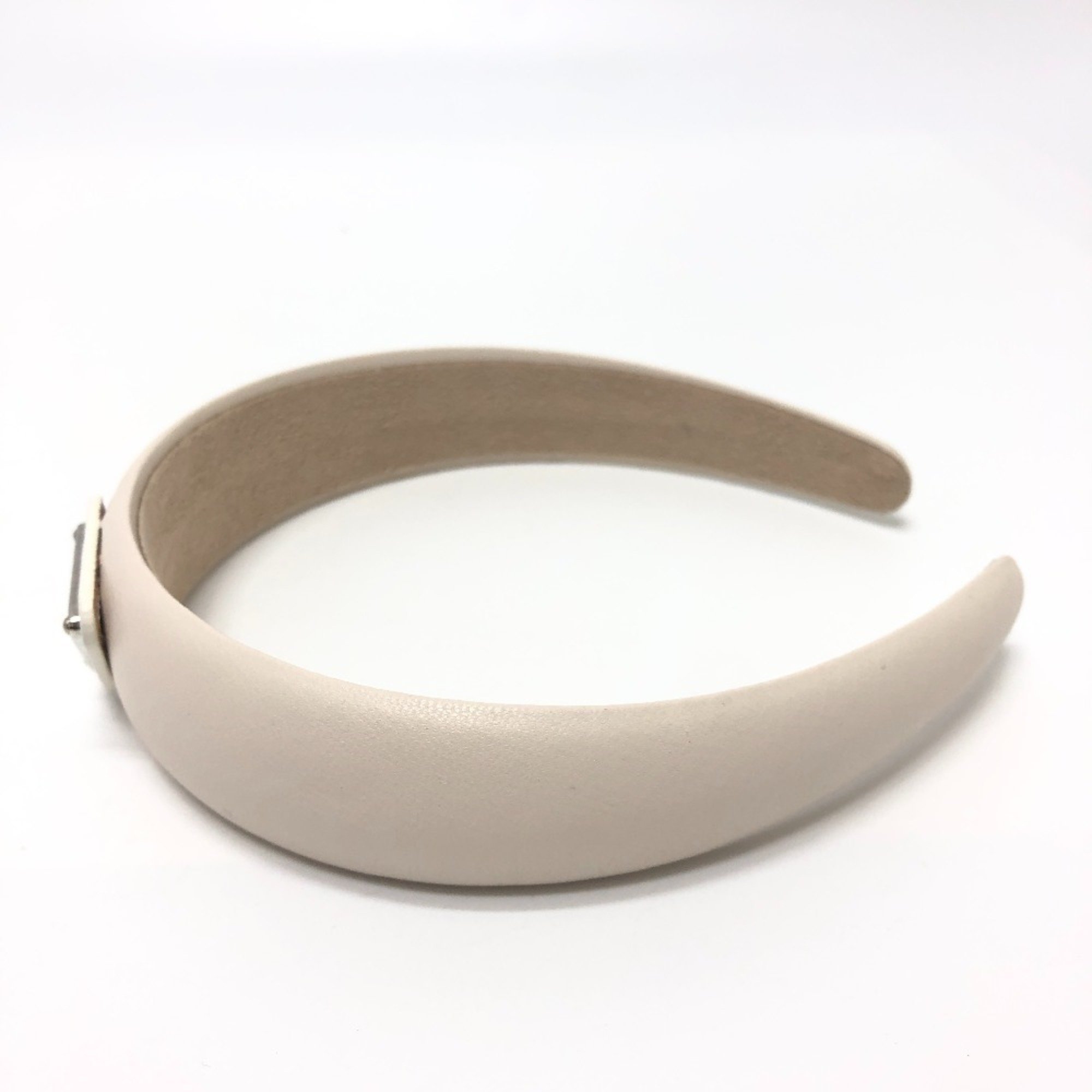 PRADA Prada Triangle Hair Headband Leather Women's White