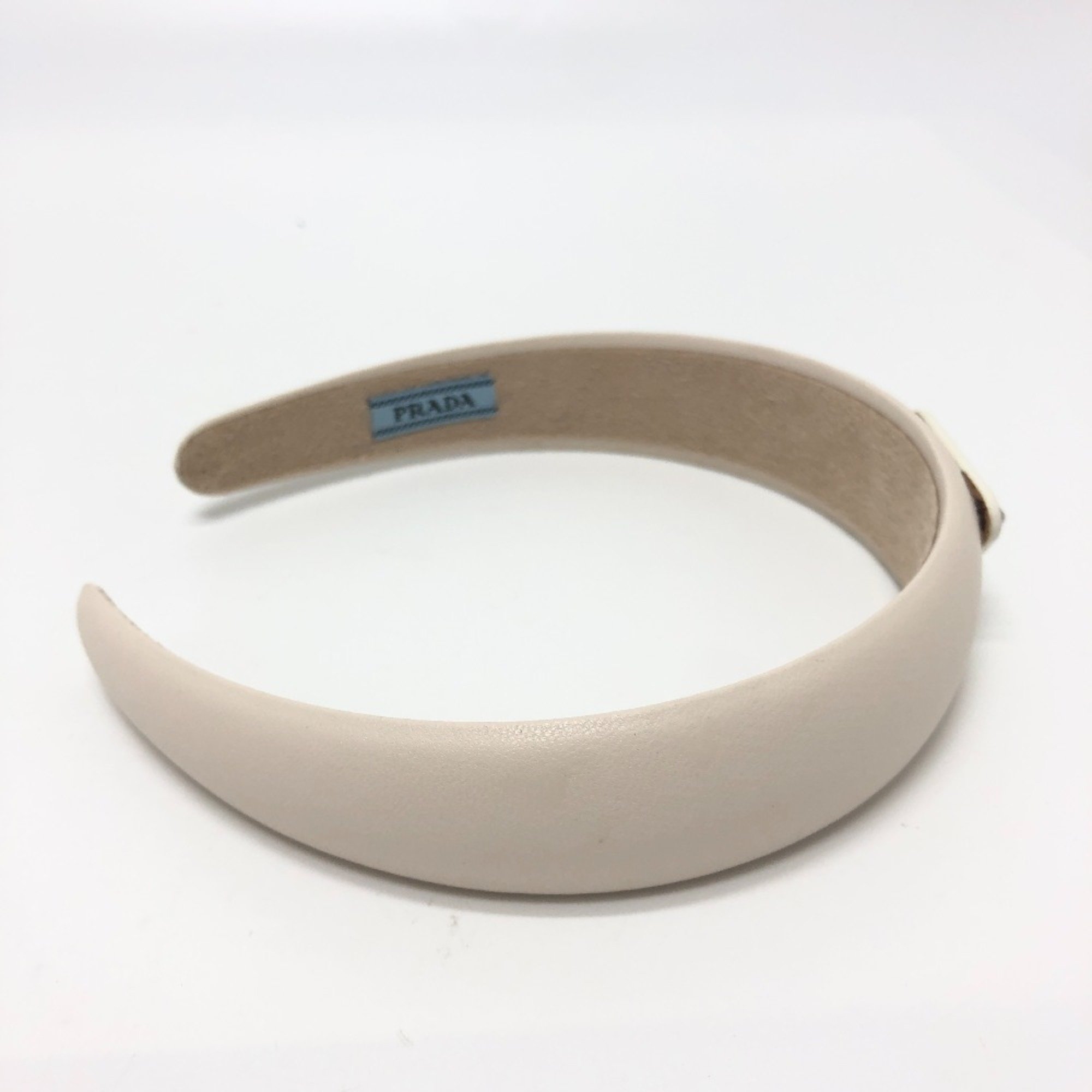 PRADA Prada Triangle Hair Headband Leather Women's White