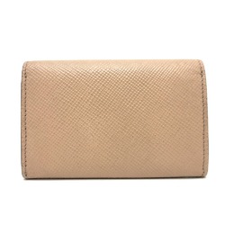 PRADA 1MC065 Business Card Holder Pass Case Holder/Card Leather Women's Beige