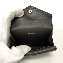 PRADA 1MC065 Business Card Holder Pass Case Holder/Card Leather Women's Beige