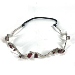 MIU Miu Rhinestone Crystal Headband Hairband Metal Women's Silver