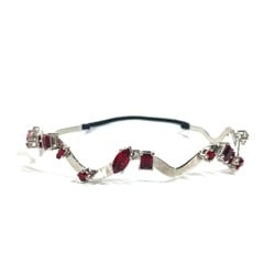 MIU Miu Rhinestone Crystal Headband Hairband Metal Women's Silver